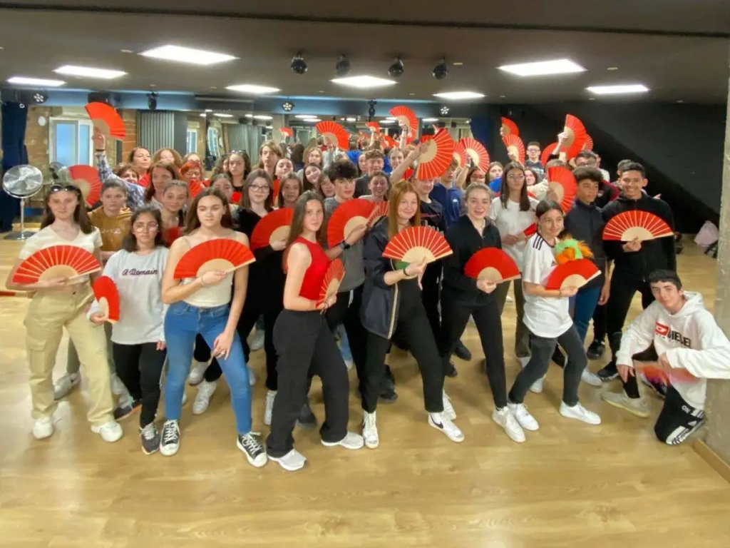 A group of school pupils during an introductory workshop in Barcelona, in a dance studio in the heart of the city